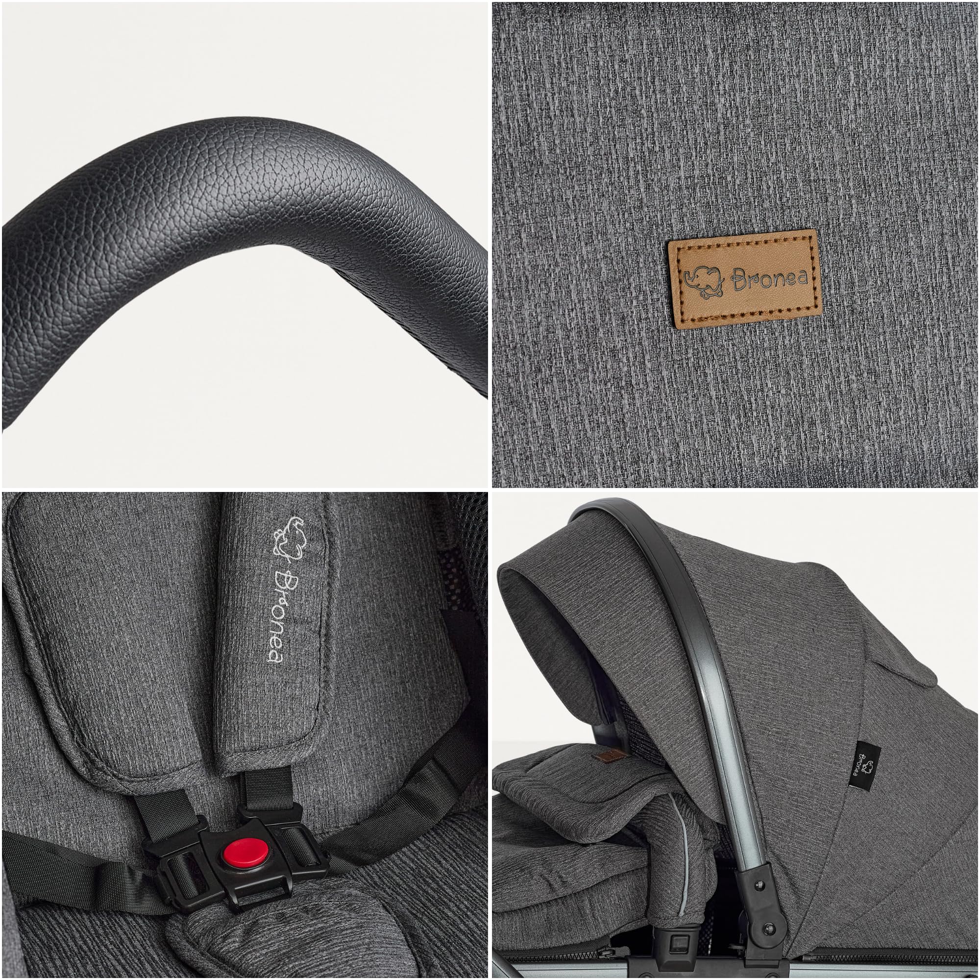 EXQUISE 2.0 Kinderwagen 3-in-1 Komplettset Inkl. Auto-Babyschale, Babywanne | Buggy, Zusammenklappbar, Wickeltasche, Regenschutz, Mücken- & Sonnenschutz (Grau-Grau)