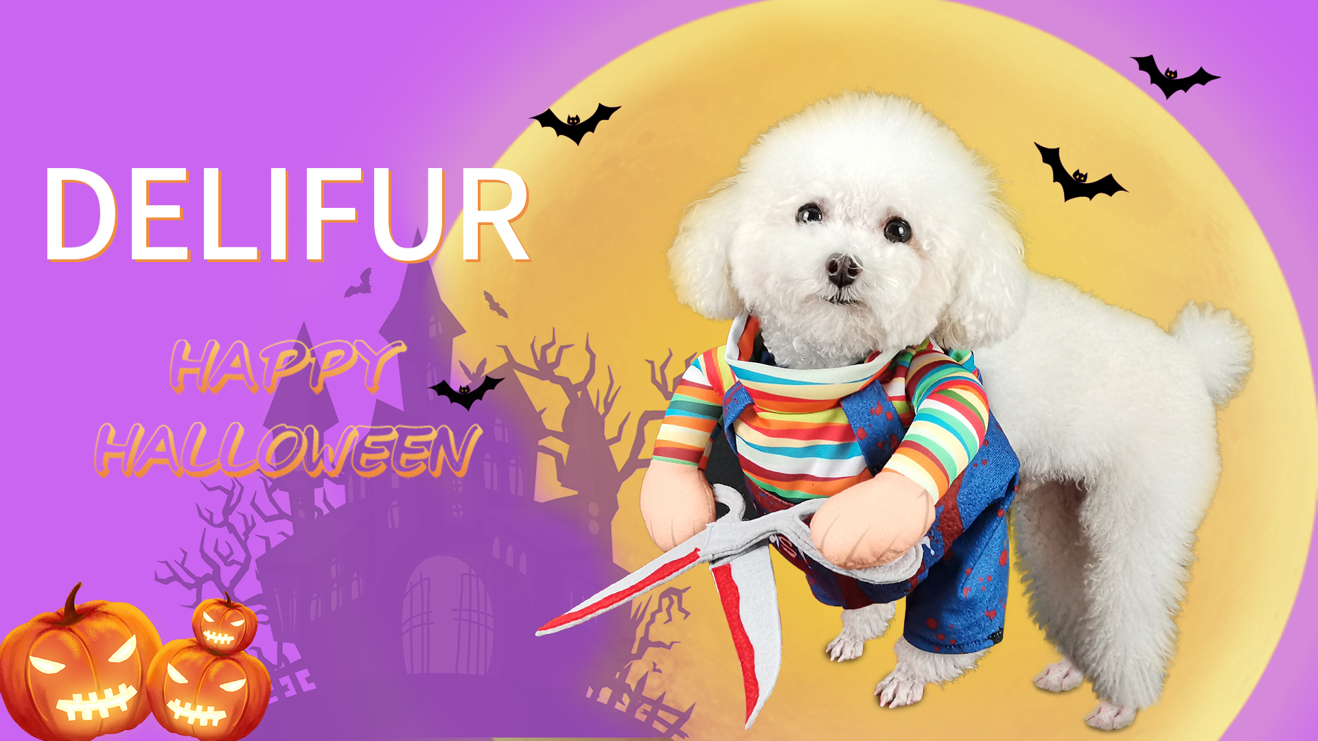 Amazon.com : DELIFUR Halloween Scissors Style Doll Dog Costume for ...