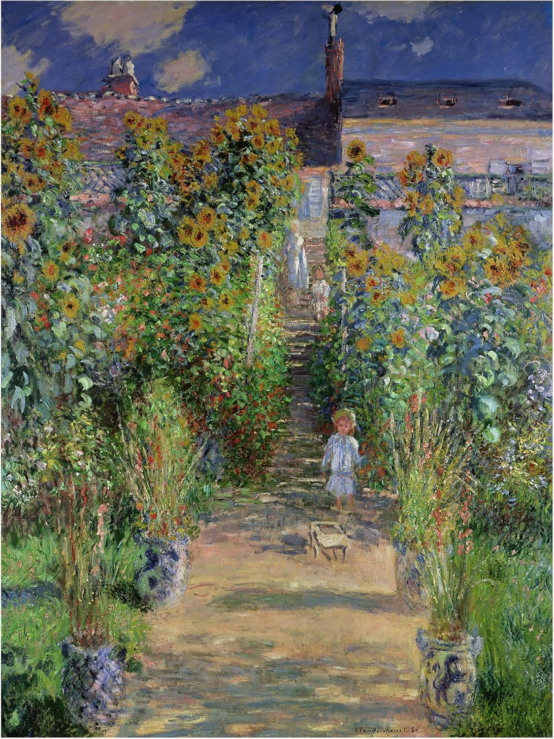 Wrapped Canvas Wall Art - Claude Monet 'The Artist's Garden at Vetheuil' Wall Art for Living Room, Bedroom, or Office Décor - 18x24