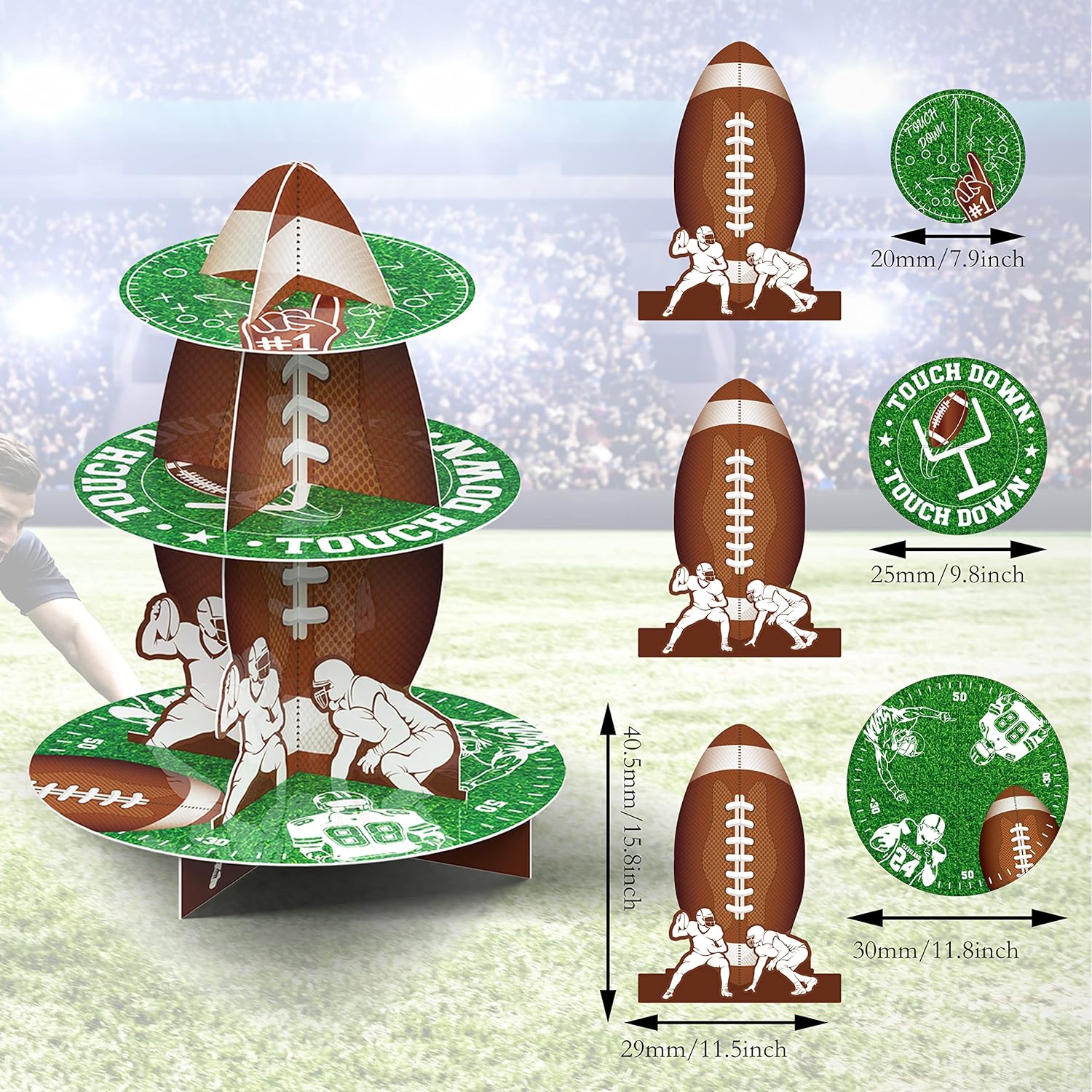 Football Cupcake Stand Decoration