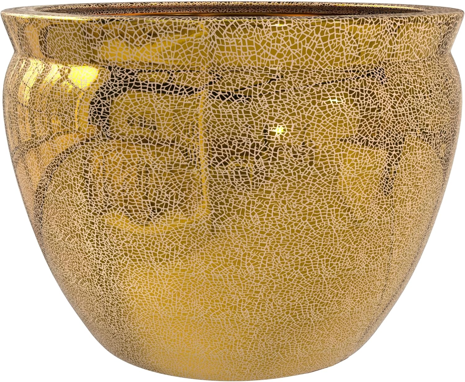 Red Lantern 14" Pure Silver Porcelain Fishbowl Planter or Cachepot for Indoor/Outdoor Use in Garden Entryway Living Room Boho Eclectic Modern Contemporary Classic Traditional Style Decor