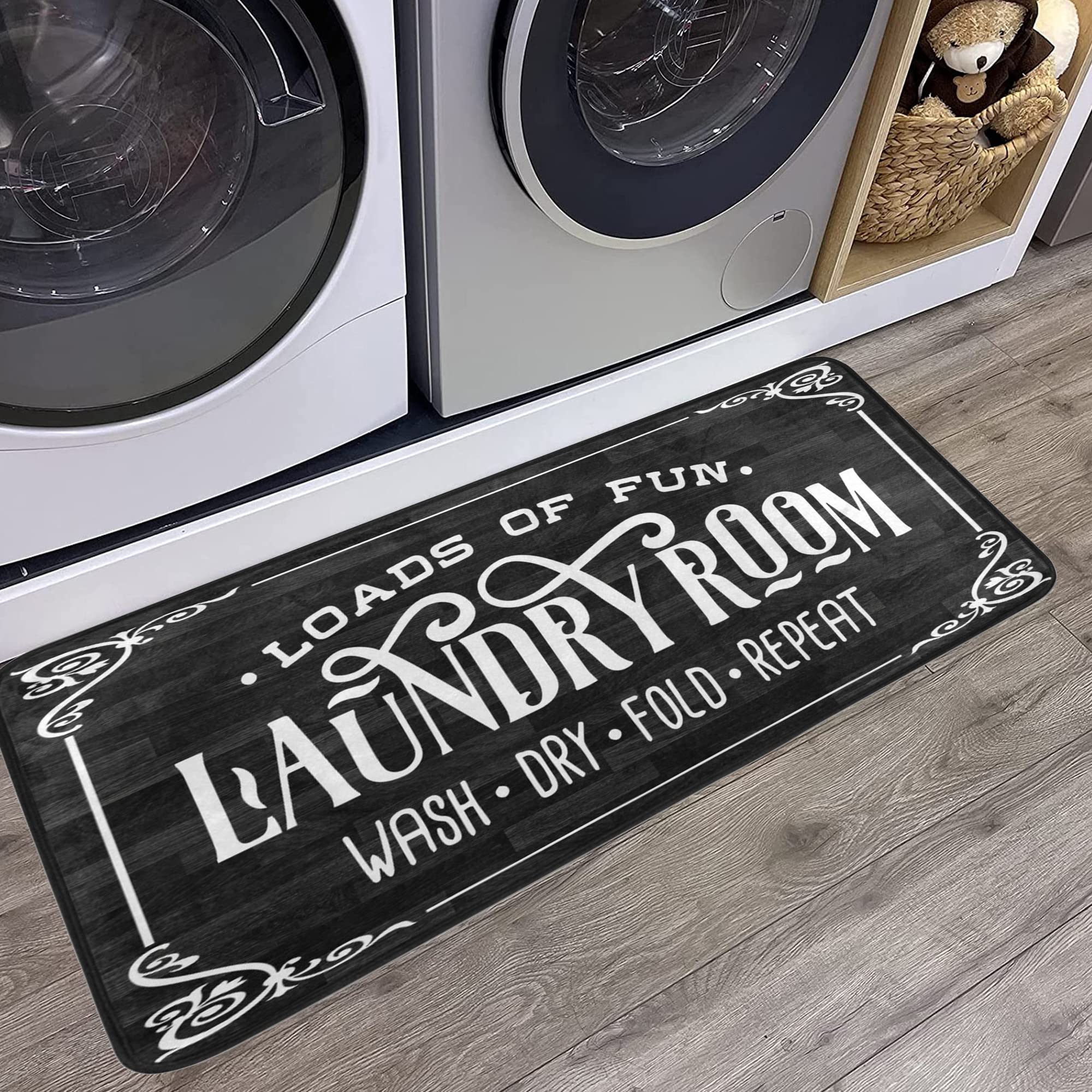 Laundry Room Mat Farmhouse Decor Floor Runner Rug Laundromat Doormat 39x20in Background Old Panels