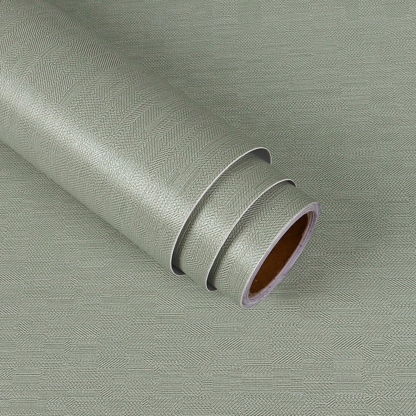Papier peint toile de gazon amovible vert sauge adhésif lin pour meuble mur