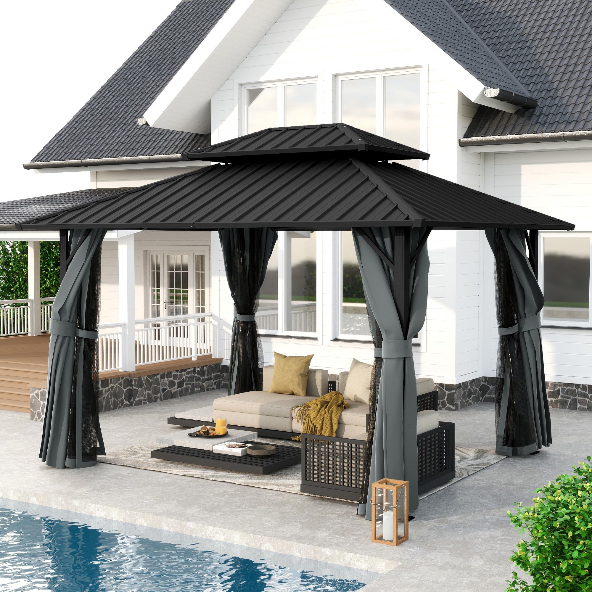 HAPPATIO 10x12 Hardtop Gazebo