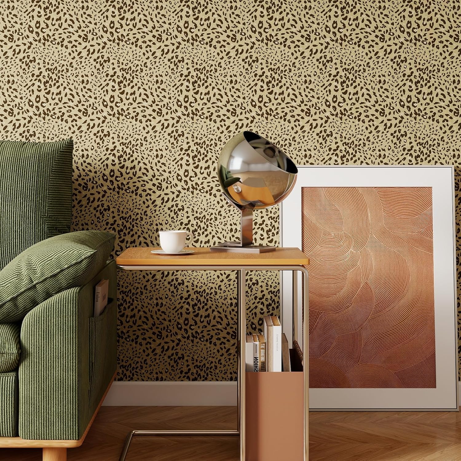 Timeet Leopard Print Peel and Stick Wallpaper Vintage Contact Paper Brown Removable Self Adhesive Waterproof Textured Wallpaper Funky Cheetah Wall Paper for Bedroom Bathroom Cabinet 17.7"X 400"