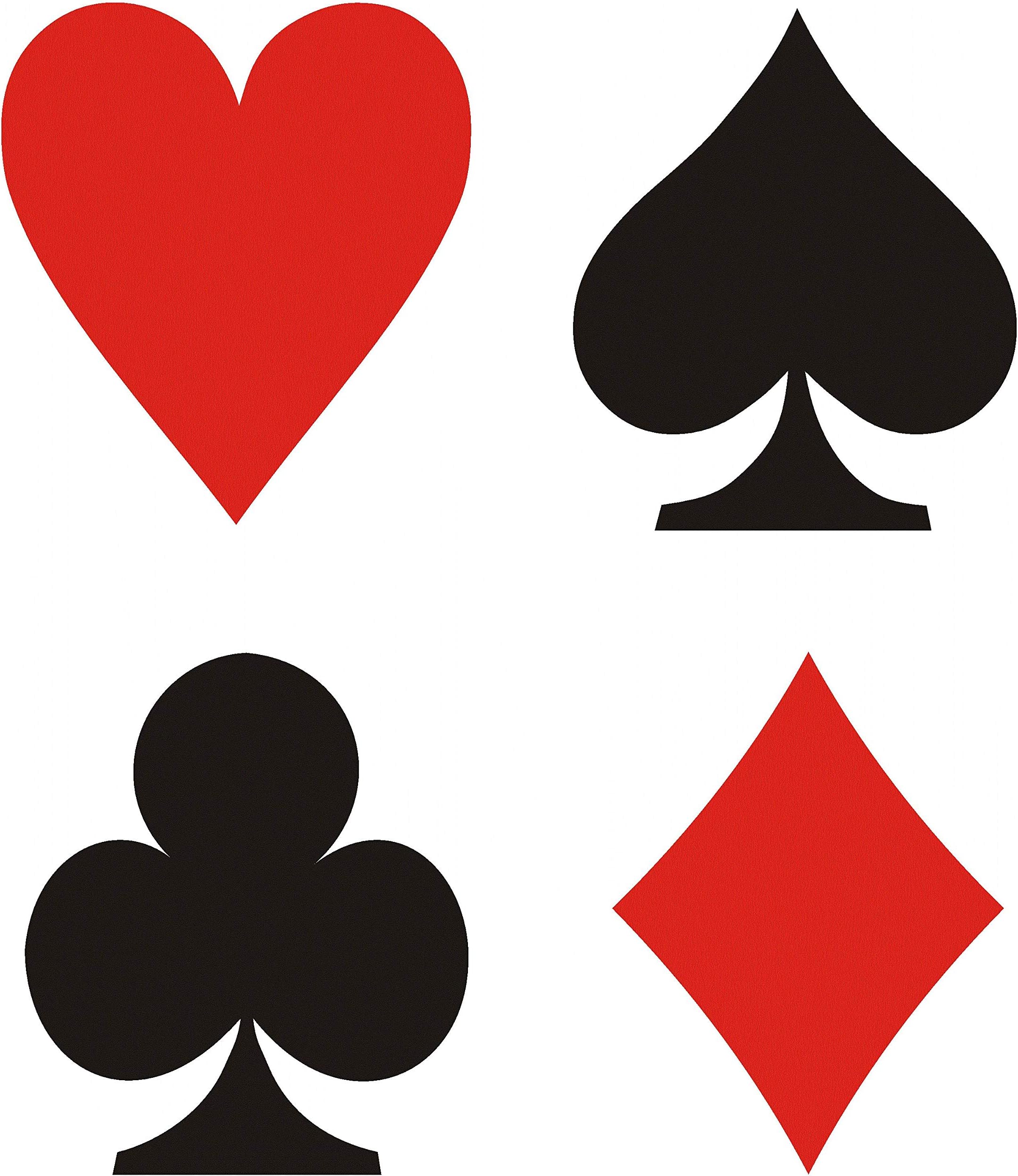 CUSHYSTORE 4X Poker Card Suits 5" Casino Las Vegas Ace of Spade Heart Clubs Diamond Black Red Decal Vinyl Sticker for Motorcycle Car Trunk Tailgate Laptop Table Door Window Party DIY