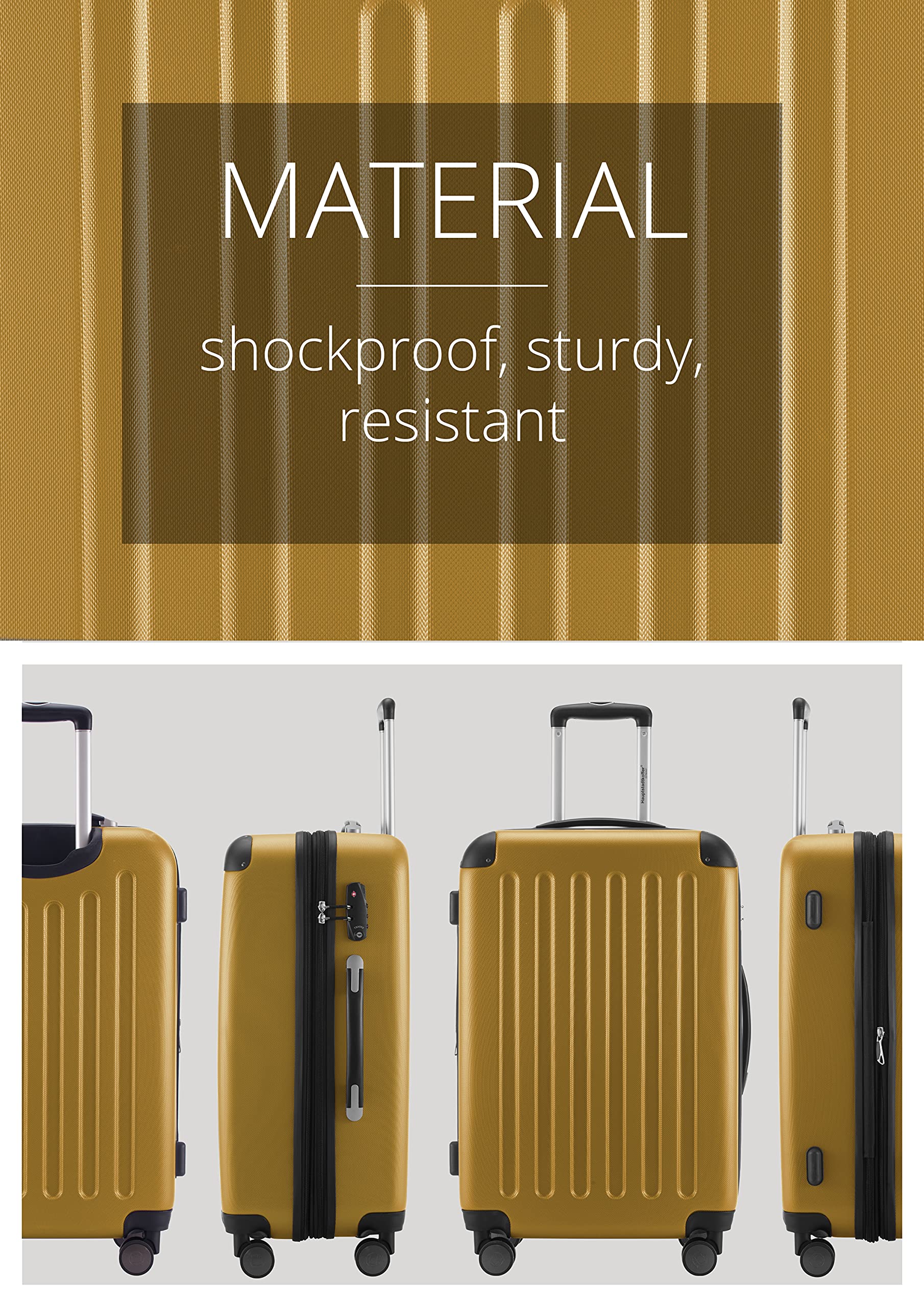 HAUPTSTADTKOFFER - SPREE - Valigia rigida, Trolley espandibile, Bagaglio con 4 ruote doppie, TSA, 75 cm, 119 litri, Autunno Oro