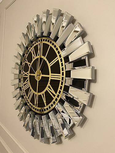 Miniatura 4 de Reloj de pared grande plateado para decoración del hogar, reloj de espejo real, reloj de pared moderno, reloj de pared grande silencioso sin tictac,