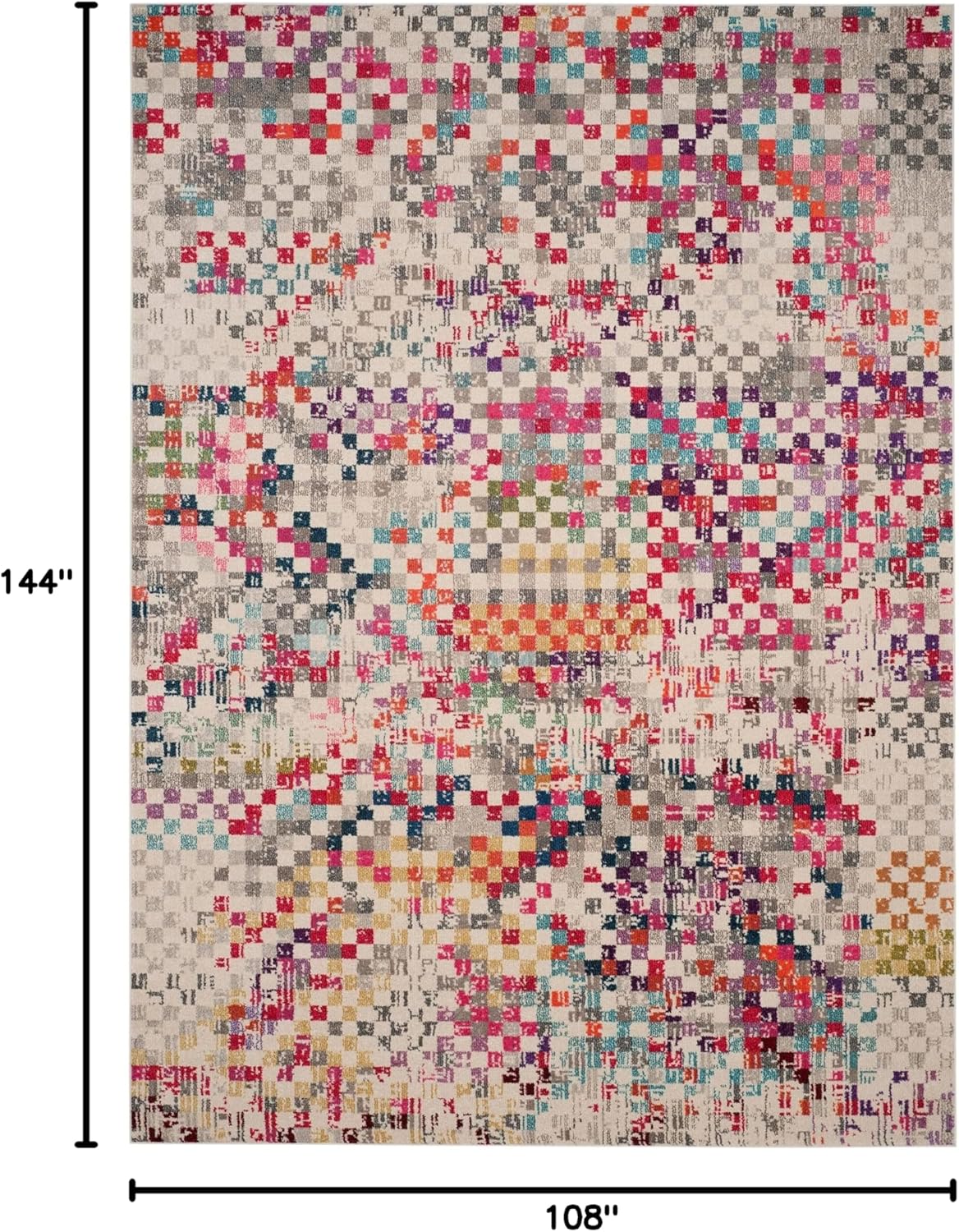 SAFAVIEH Monaco Collection Area Rug - 9' x 12', Grey & Multi, Boho Pixel Abstract Design, Non-Shedding & Easy Care, Ideal for High Traffic Areas in Living Room, Bedroom (MNC241G)