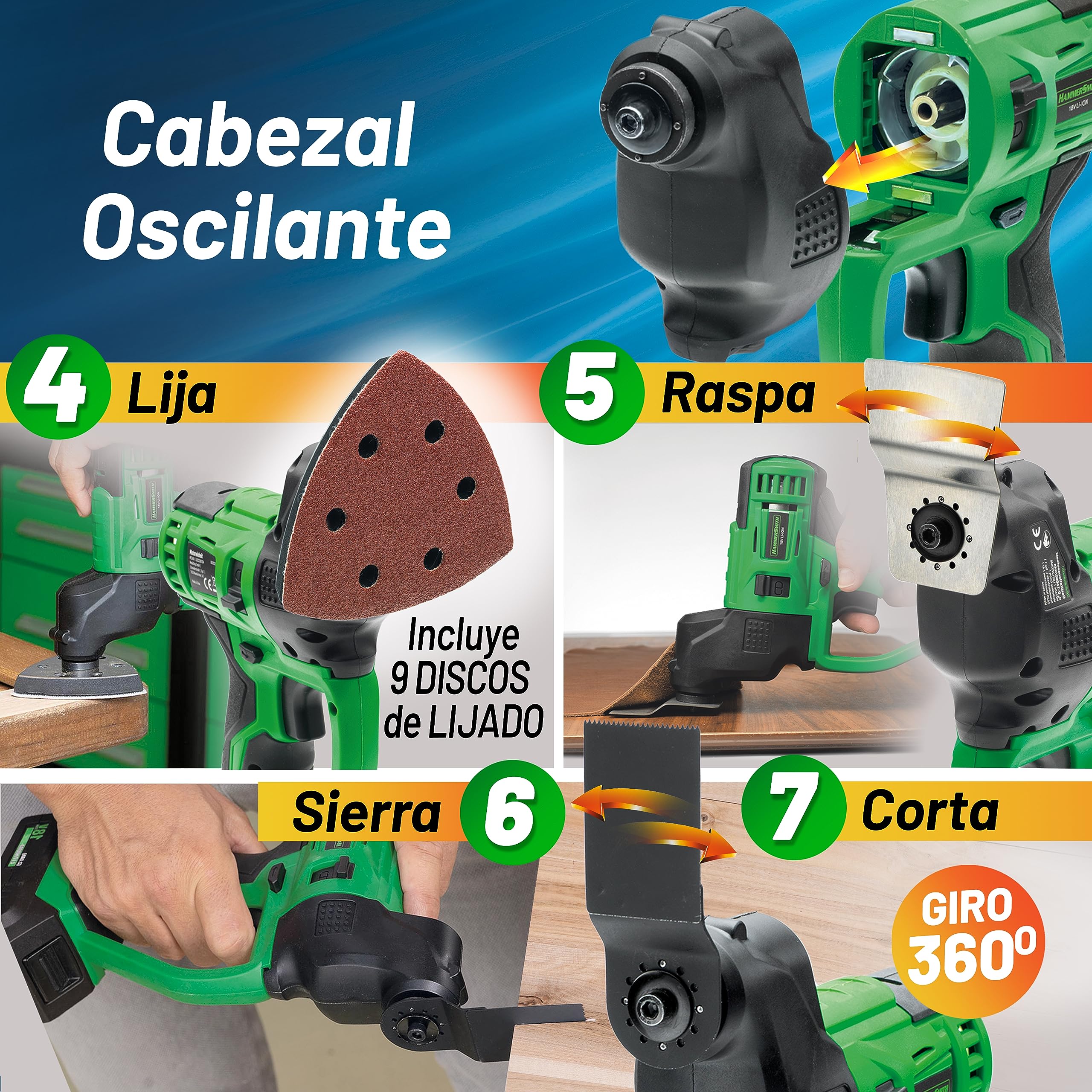 HERRAMIENTA "7 EN 1" MULTITOOL Galería del Coleccionista 58 piezas y Maletín-Organizador Cabezales intercambiables Sin cable Máxima autonomía Prestaciones profesionales Fácil de usar