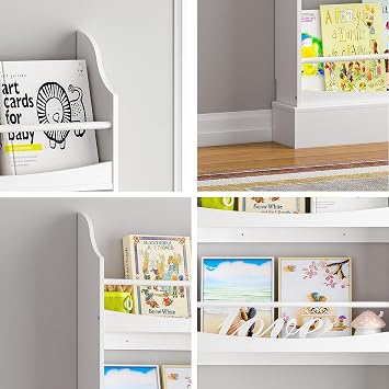 UTEX Kids Bookshelf,4 Tiers Children's Bookcases and Storage, Kids Bookcase Rack Wall for Bedroom,Study Living Room,White