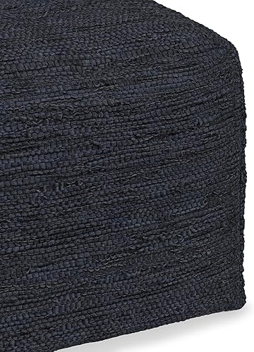 Miniatura 33 de SIMPLIHOME Grady Puf cuadrado contemporáneo en tono tierra marrón tejido a mano para la sala de estar, el dormitorio y la habitación de los niños