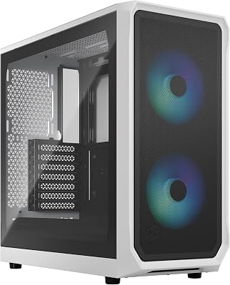 Fractal Design Focus 2 RGB White -Tempered Glass Clear Tint - Mesh front – Two 140 mm RGB Aspect fans included - ATX Gaming Case