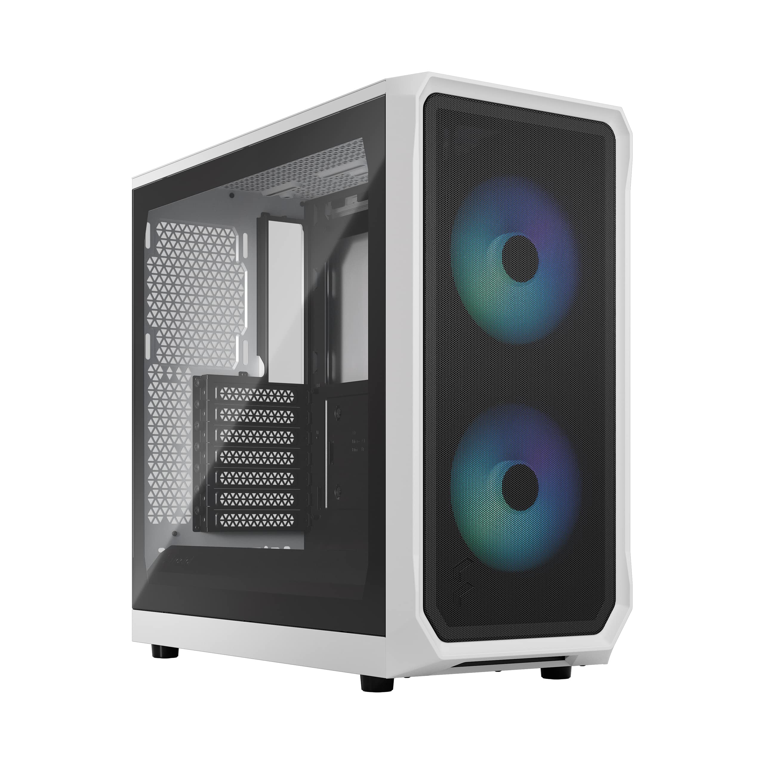 Fractal Design Focus 2 RGB White -Tempered Glass Clear Tint - Mesh Front – Two 140 mm RGB Aspect Fans Included - ATX Gaming Case