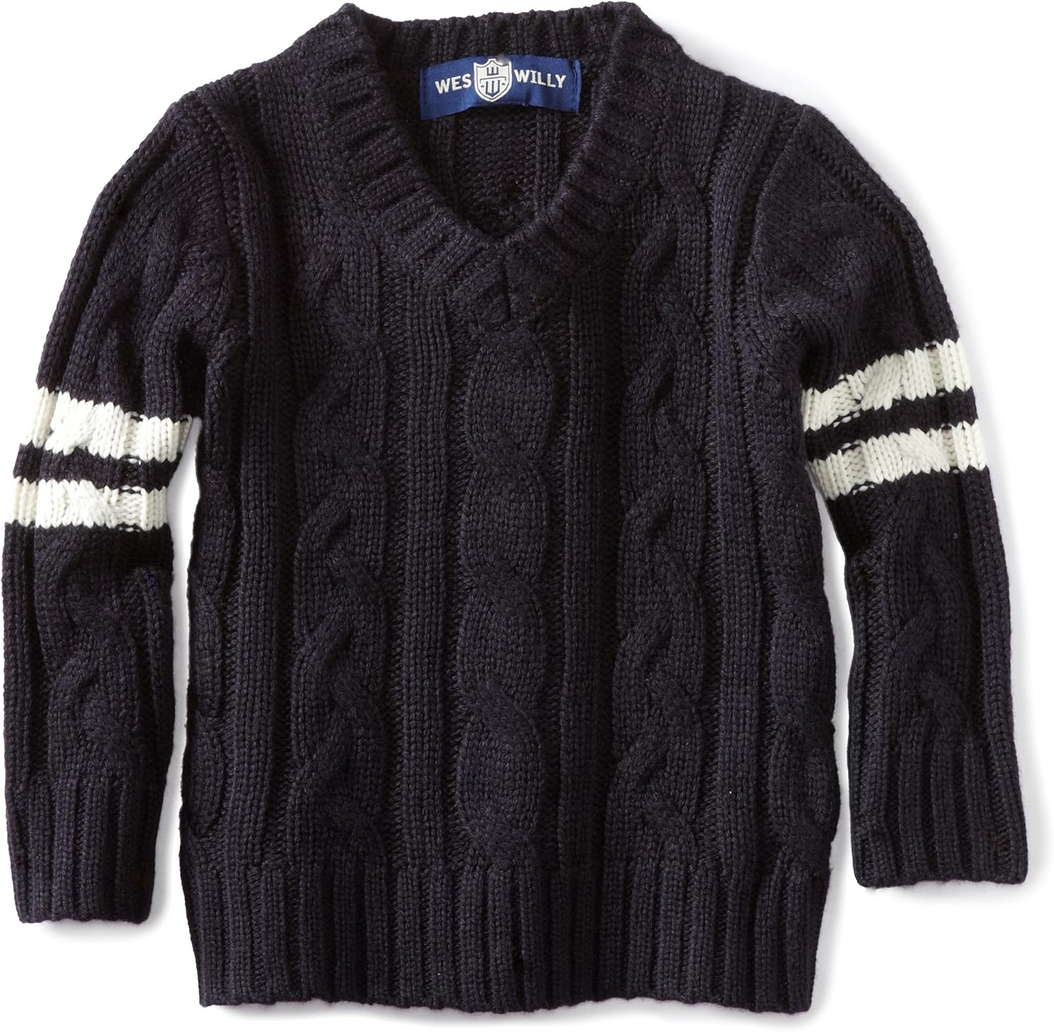 Wes and Willy Big Boys' Stripe Cable Knit Sweater