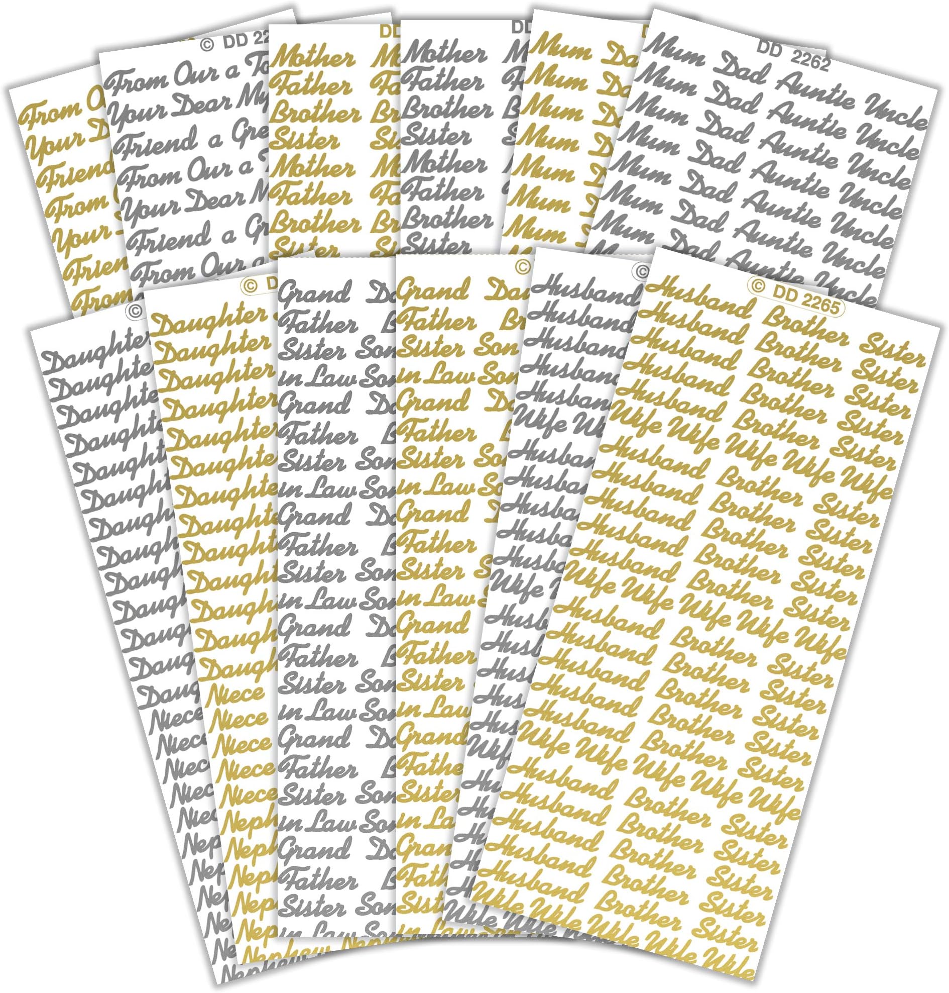 Bumper Value Pack containing 12 Sheets of CPD 1034 Family Words Stickers, Multicoloured, One Size