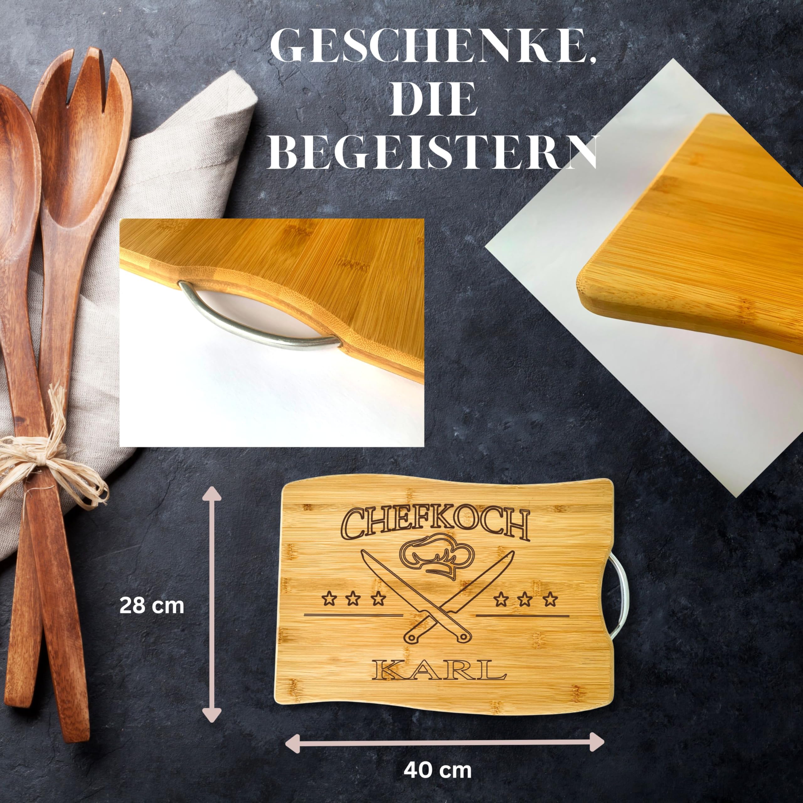 Personalisierte Geschenke Männer - Männergeschenke zum Geburtstag - Schneidebrett Holz mit Gravur als Geburtstagsgeschenke für Männer Papa