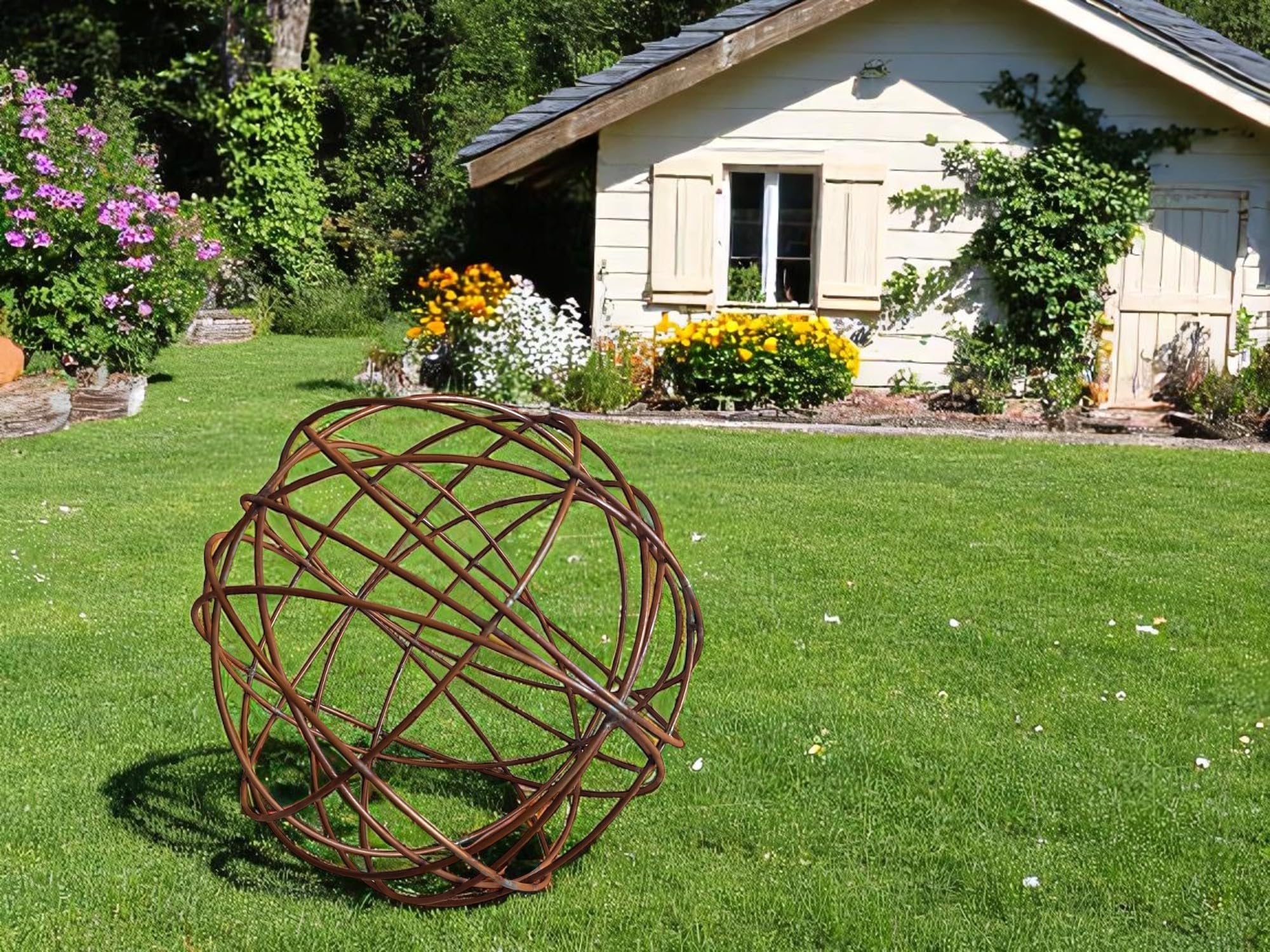 Sfera Da Giardino Bornhöft - 30cm In Metallo Arrugginito, Decorazione Per Esterni - Foto 13