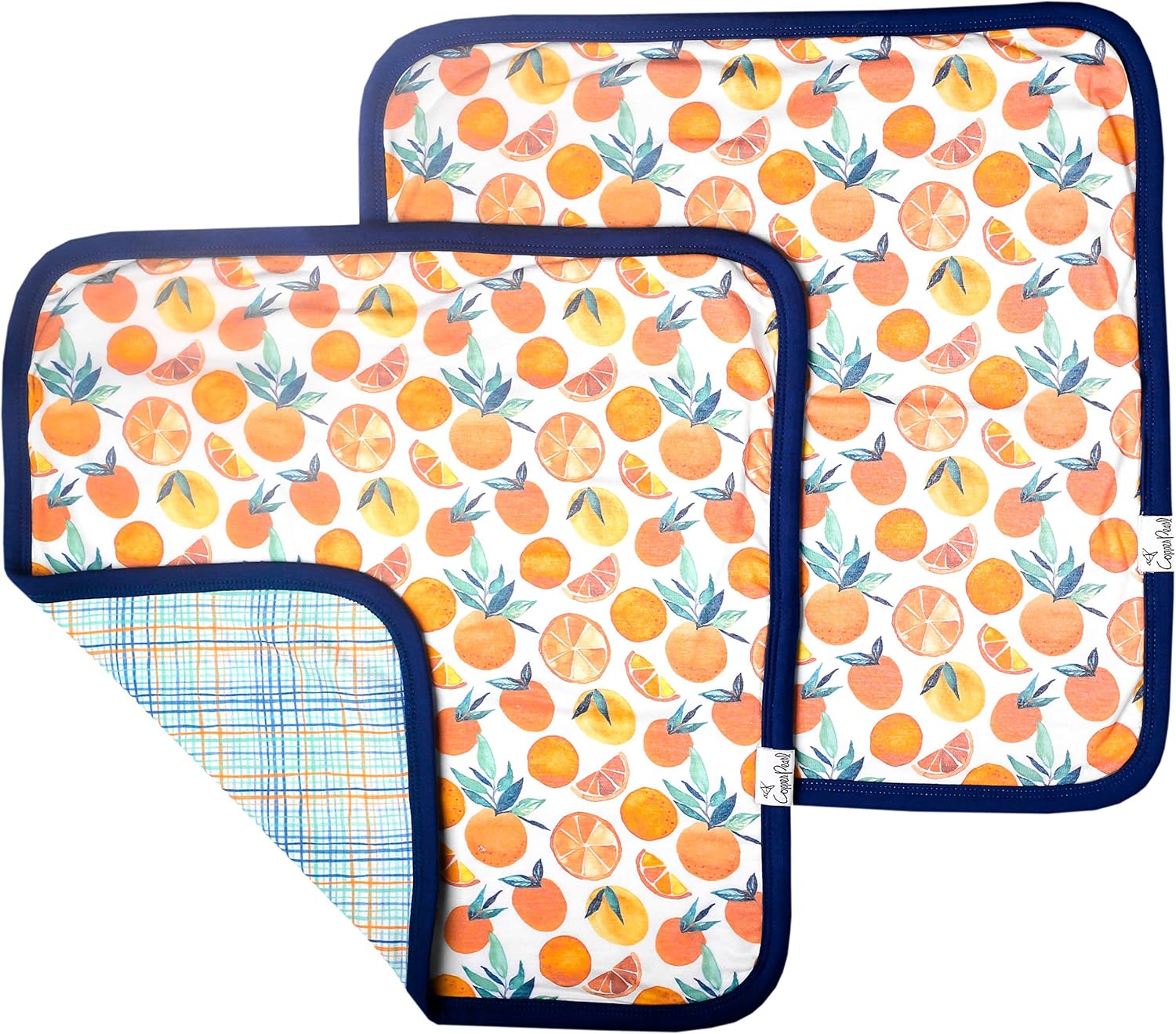 Copper Pearl 3-Layer Knit Security Blanket Set Sized 16" x 16" 2-Pack Citrus
