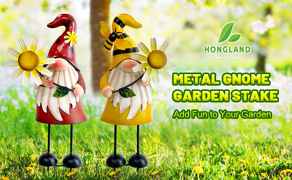 Amazon.com : HONGLAND Gnomes Decorations for Yard - Metal Gnome