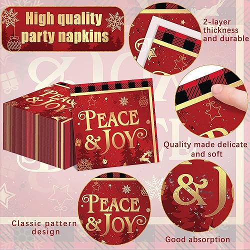 Miniatura 6 de Juego de vajilla desechable a cuadros rojos y negros, 172 unidades, platos y servilletas de Navidad, manteles de plástico, pancartas, cubiertos para