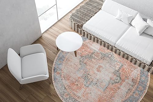 Adiva Rugs Alfombra de área redonda lavable a máquina con respaldo antideslizante para sala de estar, dormitorio, cuarto de baño, cocina, impresión