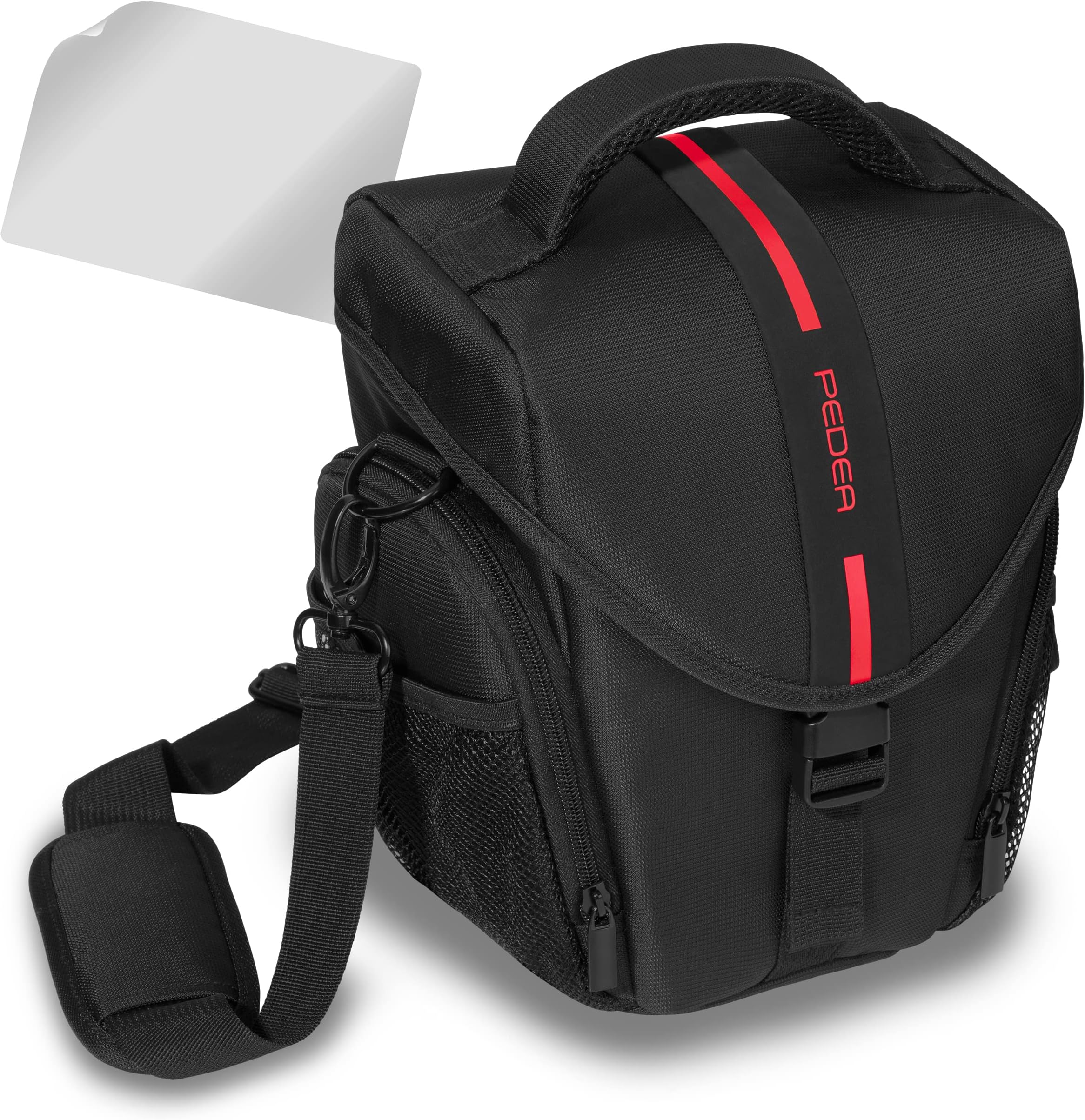 Essex Large SLR Case with Rain Cover and Screen Protector for Panasonic Lumix DMC G70/G81/GM5/GX80/GH4/GX8 /Sony Alpha 6500 /Nikon D5600 Camera - Red