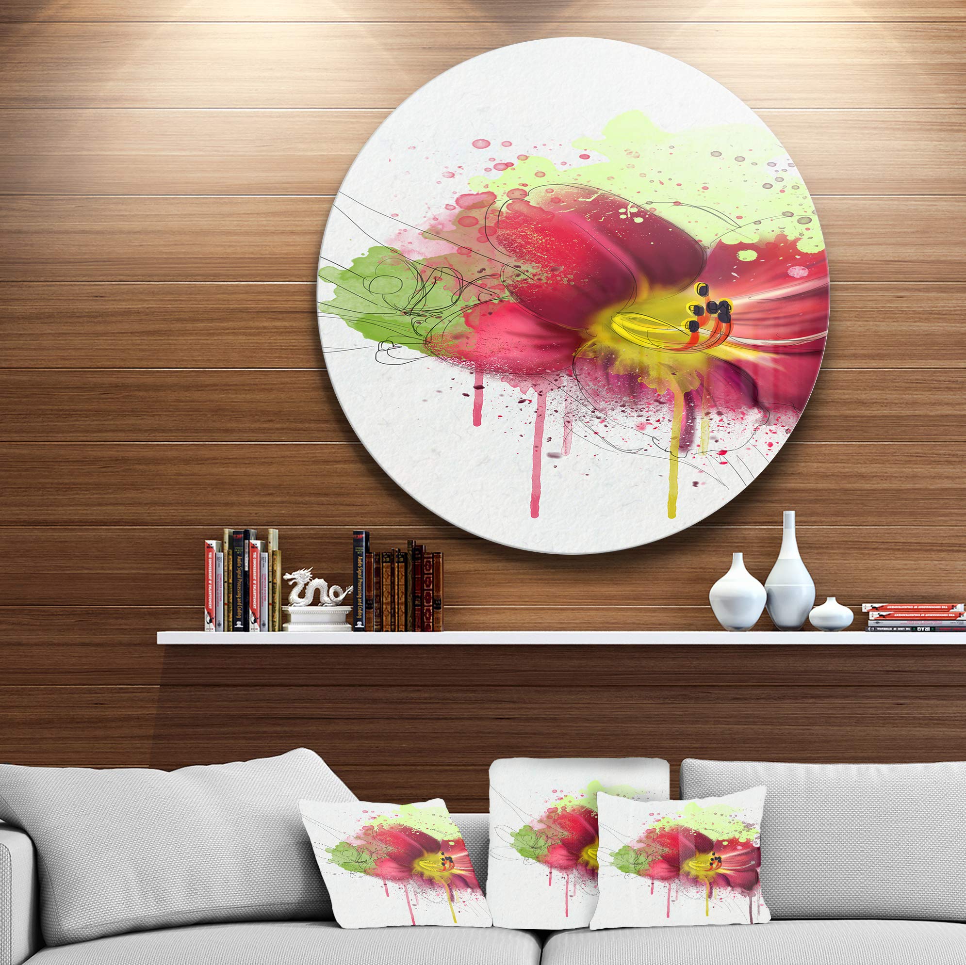 Designart MT13616-C23 Lily with Paint Splashes Floral Large Disc