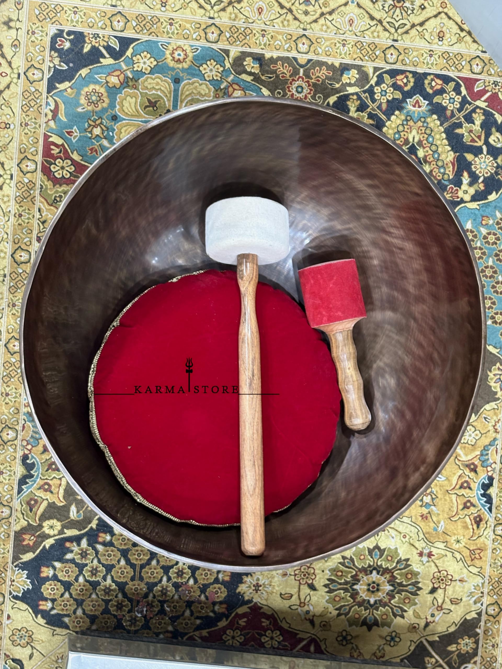 Grande set di campane tibetane fatte a mano, ciotola da meditazione martellata a mano per guarigione del suono, yoga, bilanciamento dei chakra, reiki e consapevolezza (53,3 cm)