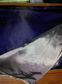 puresilks 55% Silk,45% Viscose Dutchess Satin Navy Blue X Grey Color 54",37 mm