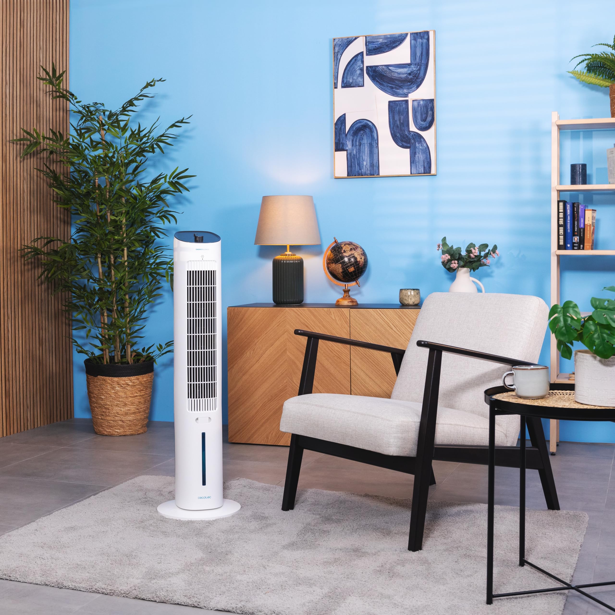 Cecotec - Rafraîchisseur d’Air EnergySilence 2000 SkyCool - 65 W, Capacité de 3.5L, 3 Vitesses, Oscillation Automatique à 70º, Roues Multidirectionnelles et 2 Tubes Réfrigérateurs
