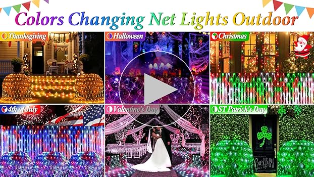 A Night In Texas 4枚セット OYCBUZO 204 LED Net Lights, 9.8ft x 6.6ft 35 Colors Changing