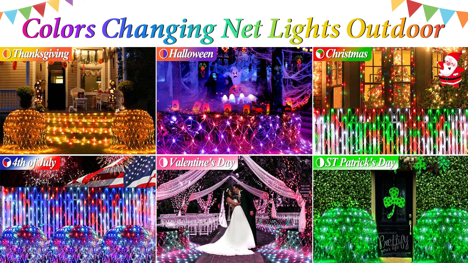 OYCBUZO 14.8ft x 5ft Christmas Net Lights, 240LED 35 Colors