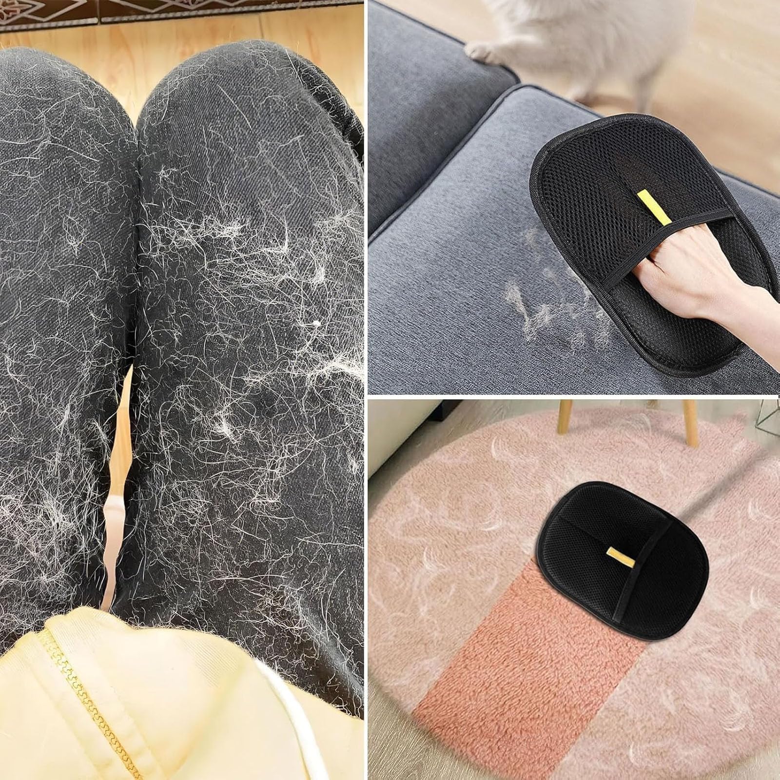 Gant d'épilation d'animaux – Gants électrostatiques réutilisables pour enlever les poils de chat et de chien des meubles, vêtements et sièges de voiture – Outil de nettoyage efficace des poils