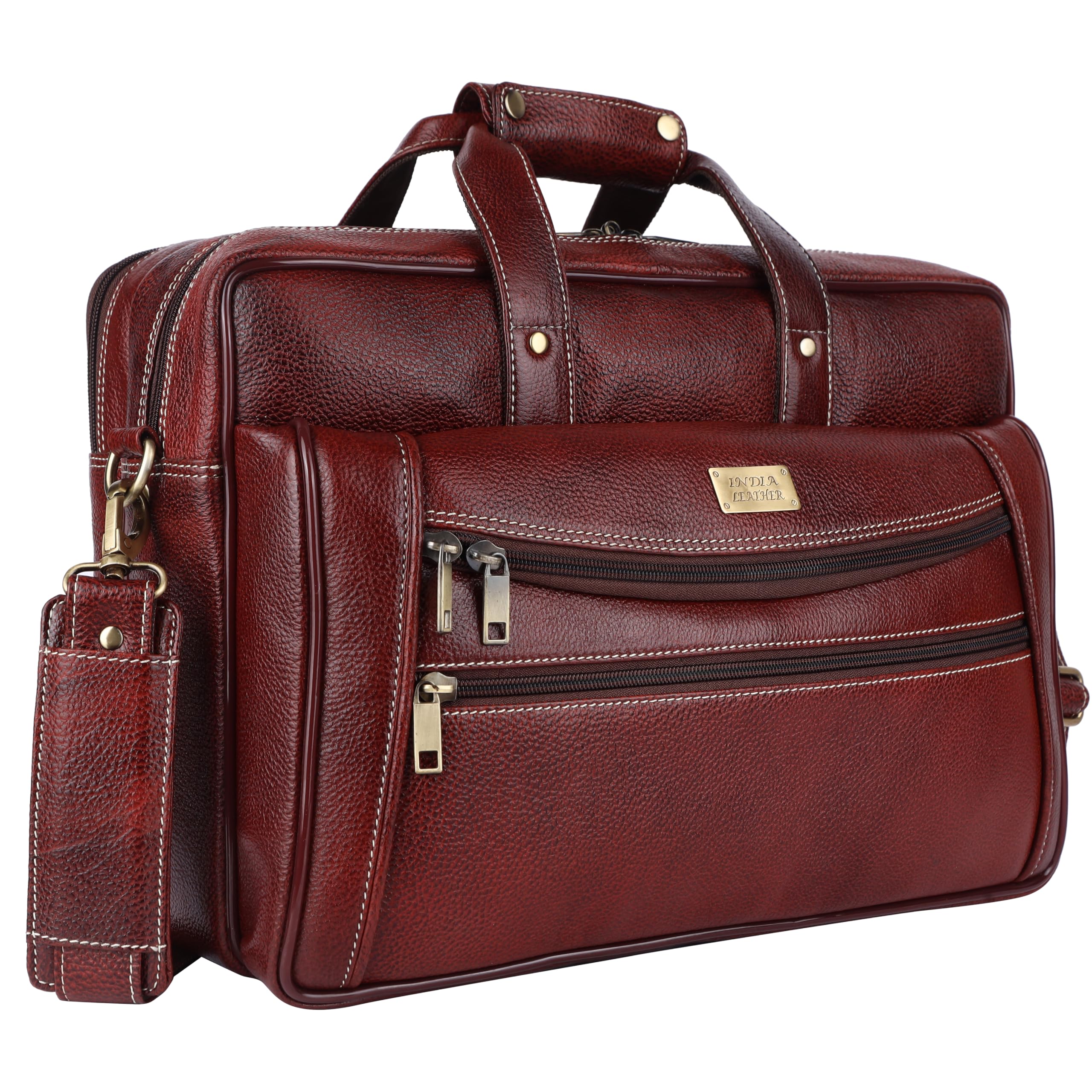India Leather Laptop Messenger Bag (15.5 inch) | Adjustable Strap with Carry Handles I Padded Laptop Office bag for Men| (41 x 11 x 30 inch) | Brown (B09K7WY3LV) Amazon Price History, Amazon Price Tracker