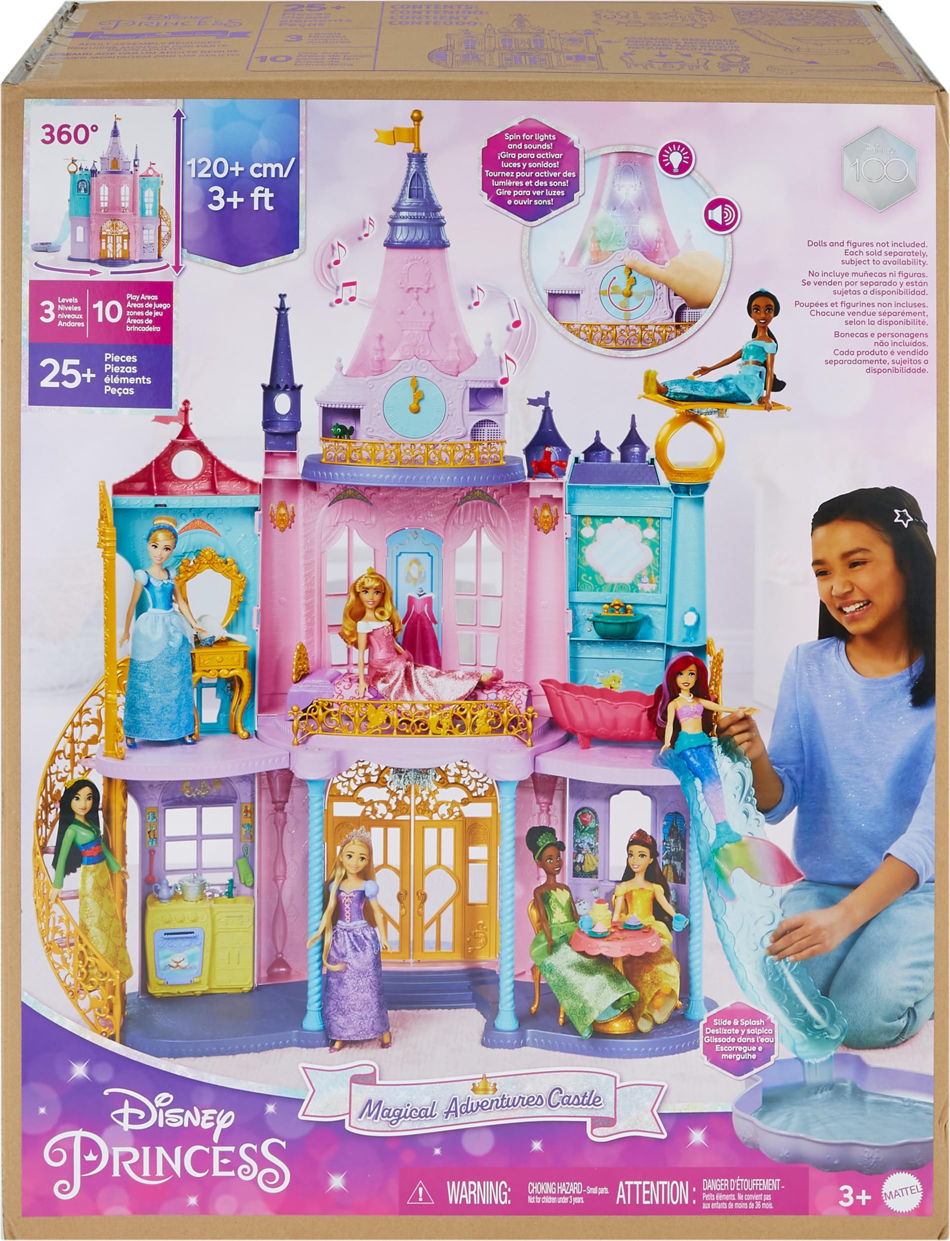 Mattel Disney Princess Bajkowy zamek 120 cm, światła i dźwięki