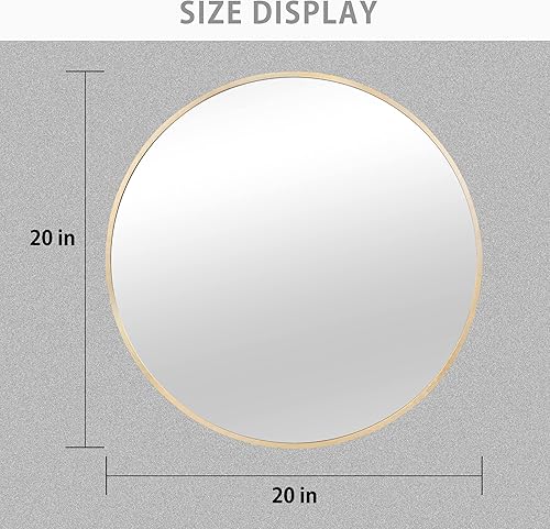 Miniatura 3 de Golden State Art, Espejo redondo dorado de 20 pulgadas, espejo circular enmarcado de latón de aluminio, espejo de tocador circular, espejo colgante