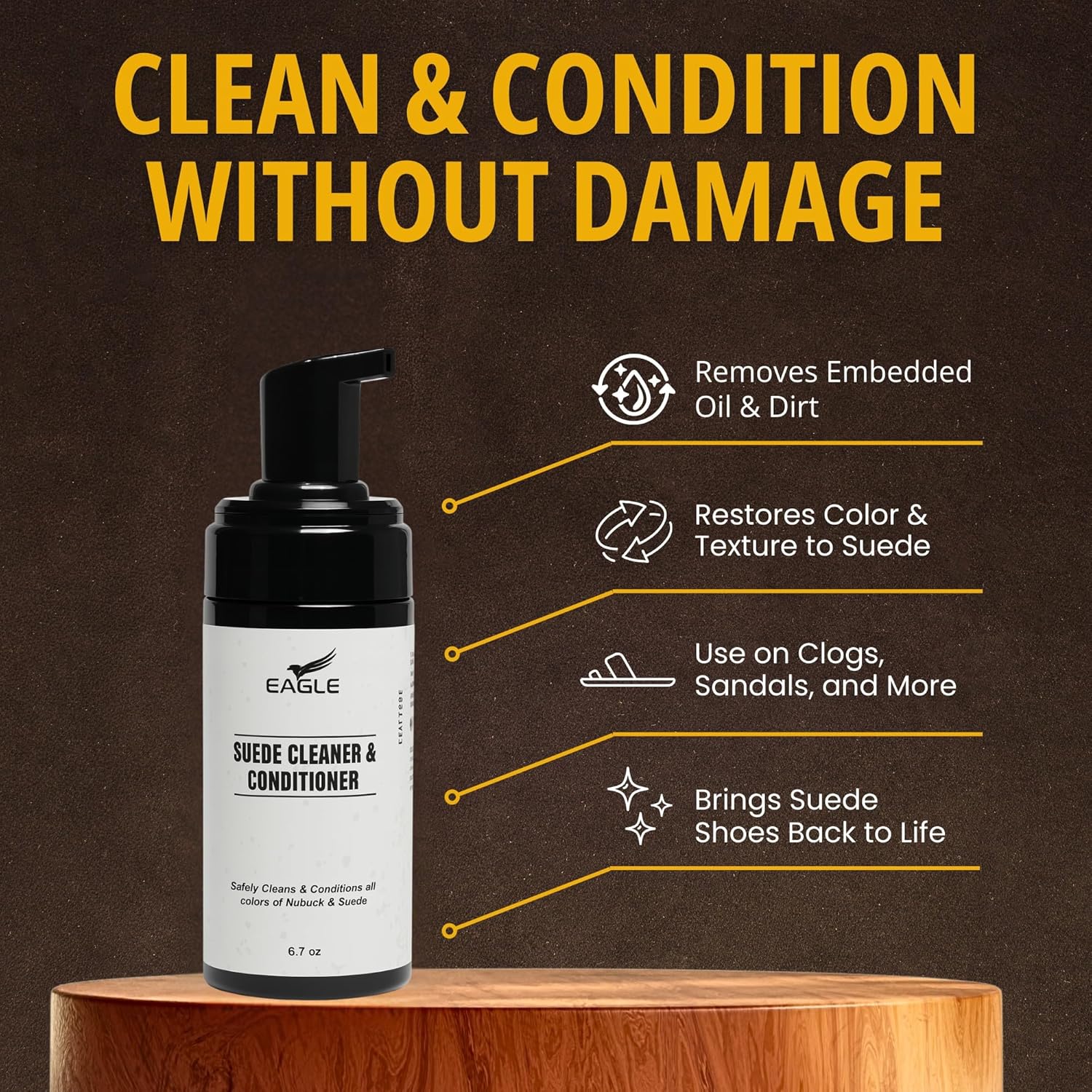 Eagle Sandal & Clog Care Kit – Compatible with Birkenstock – Suede Cleaner & Conditioner, Protector, Cork Renew, Brush, Eraser & Microfiber Cloth – 6-Piece Complete Shoe Cleaning Set