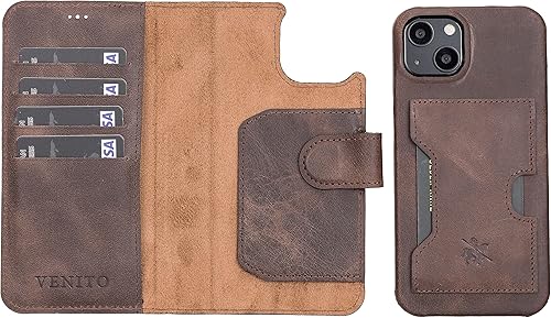Miniatura 169 de Venito Funda tipo cartera para iPhone 15 con tarjetero y bloqueo RFID, funda de cuero para teléfono, funda desmontable de 6.1 pulgadas, Florencia