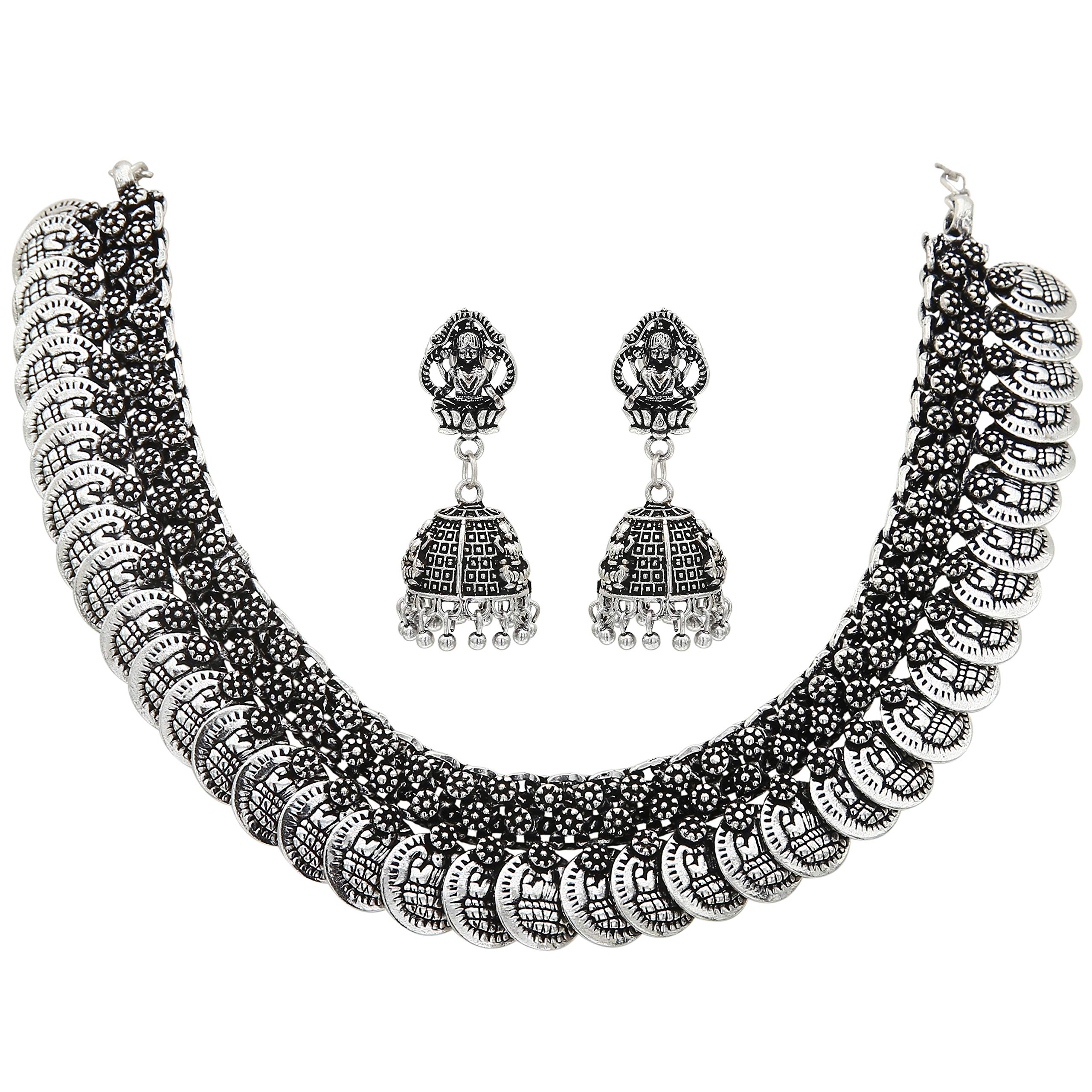 Sasitrends Oxidized German Silver Lakshmi Coin Necklace with Lakshmi Earrings for Women and Girls (B07MDPFHZF) Amazon Price History, Amazon Price Tracker