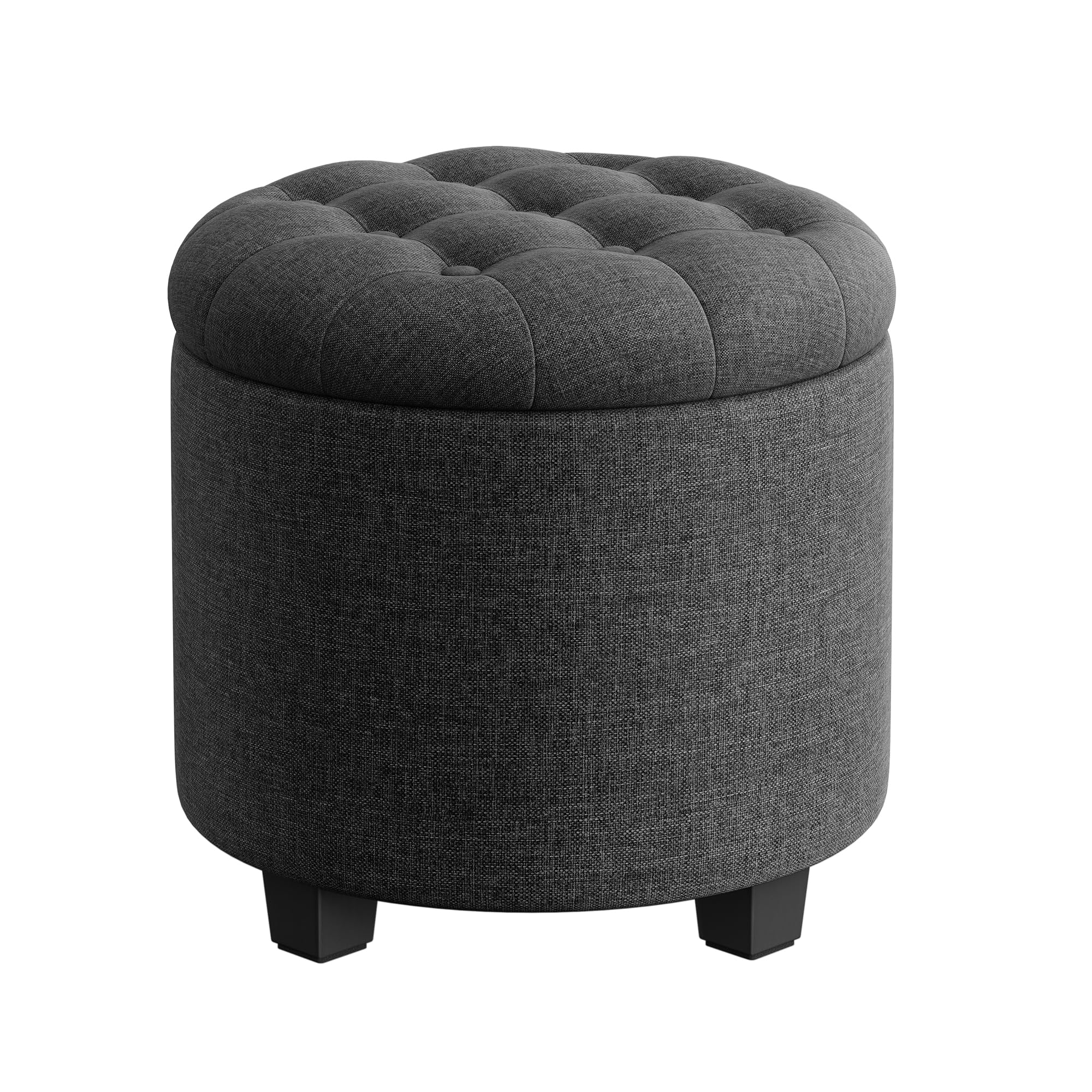 songmics round ottoman, ottoman with storage, 17.7 dia. x 17.5 h inches foot rest with legs, load up to 330 lb, for living room, bedroom, dark gray ulom011g01 *damaged tear shown in stock photos*