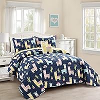 Vista 12 de Lush Decor Space Star - Juego de edredón de 2 piezas, tamaño individual, azul marino y blanco, estampado de rayas de acuarela reversible