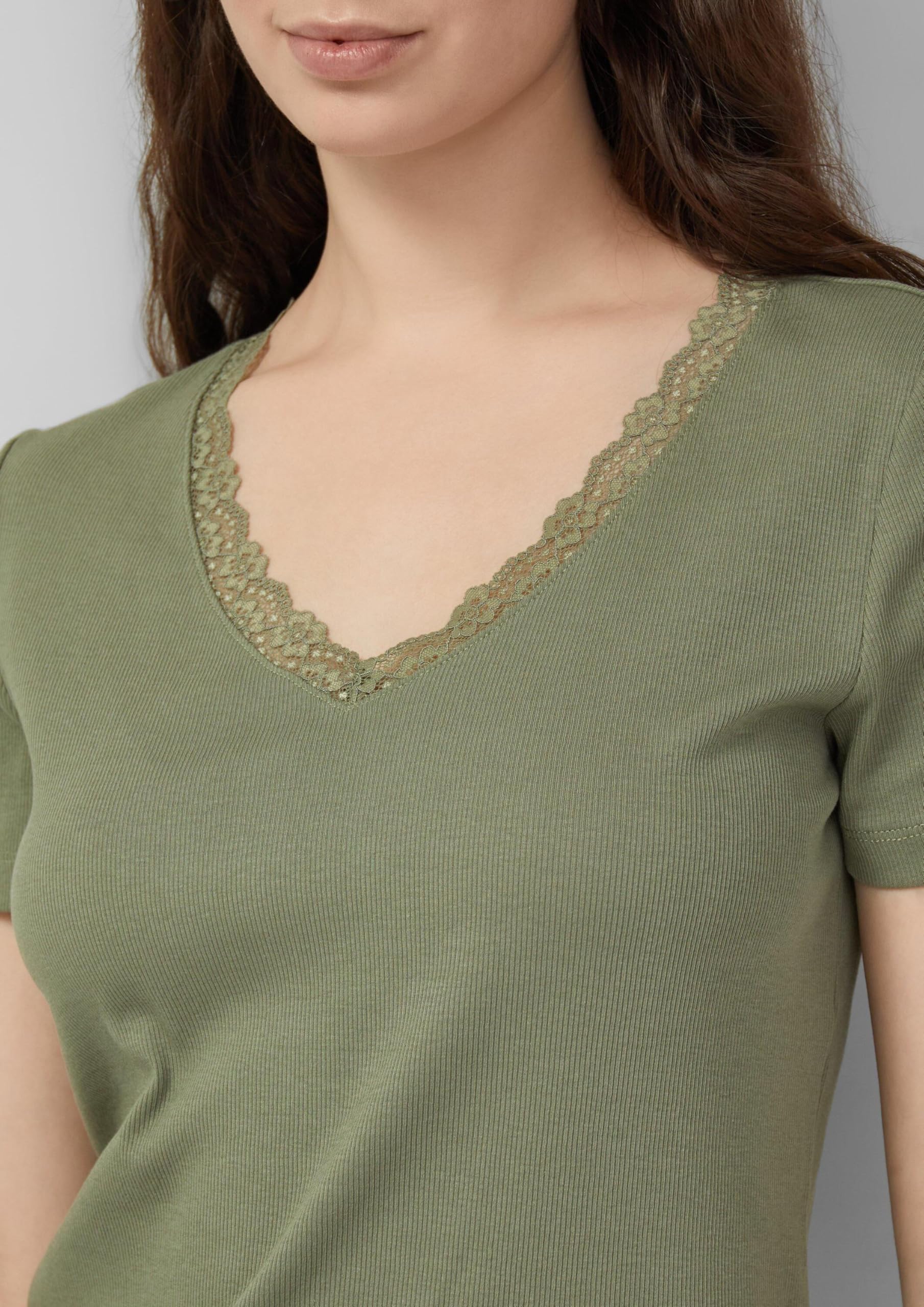 s.Oliver RIPP-T-Shirt mit Spitze am Ausschnitt