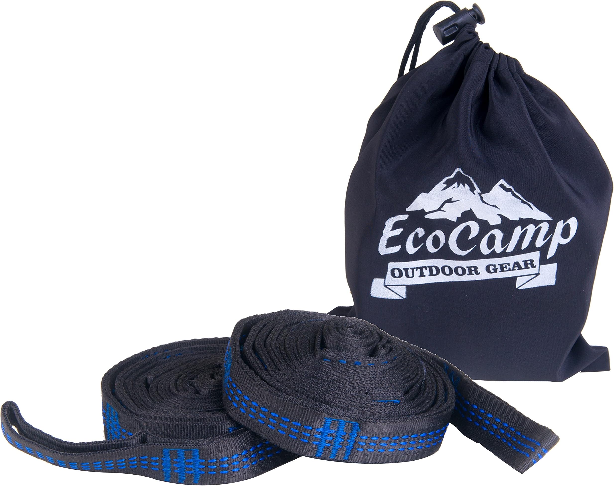 EcoCamp OUTDOOR GEAR Tree Straps – XL Hammock Straps – Each Strap is 10FT, 18 + 1 Loops, 1000 LBS – Unyielding and Enduring XL Hammock Tree Straps- Long, No Stretch, Heavy Duty Outdoor Tree Straps