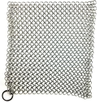 Chain Mail Scrubber by Crisbee - 316 Stainless Steel - Rust Resistant - Perfect for Cast Iron and Carbon Steel Cookware by Crisbee