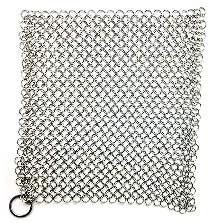 Chain Mail Scrubber by Crisbee - 316 Stainless Steel - Rust Resistant - Perfect for Cast Iron and Carbon Steel Cookware by Crisbee