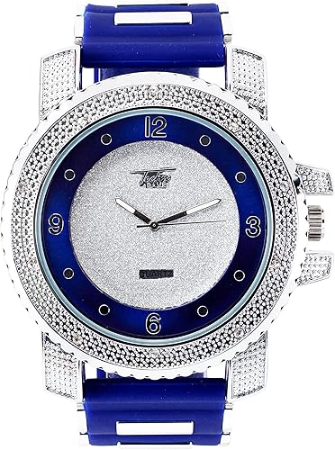 Techno Pave Reloj inspirado en Hip Hop para hombre, con diseño de reloj Bling-ed Out, tamaño de la caja de 2.047 in, movimiento de cuarzo, plateado