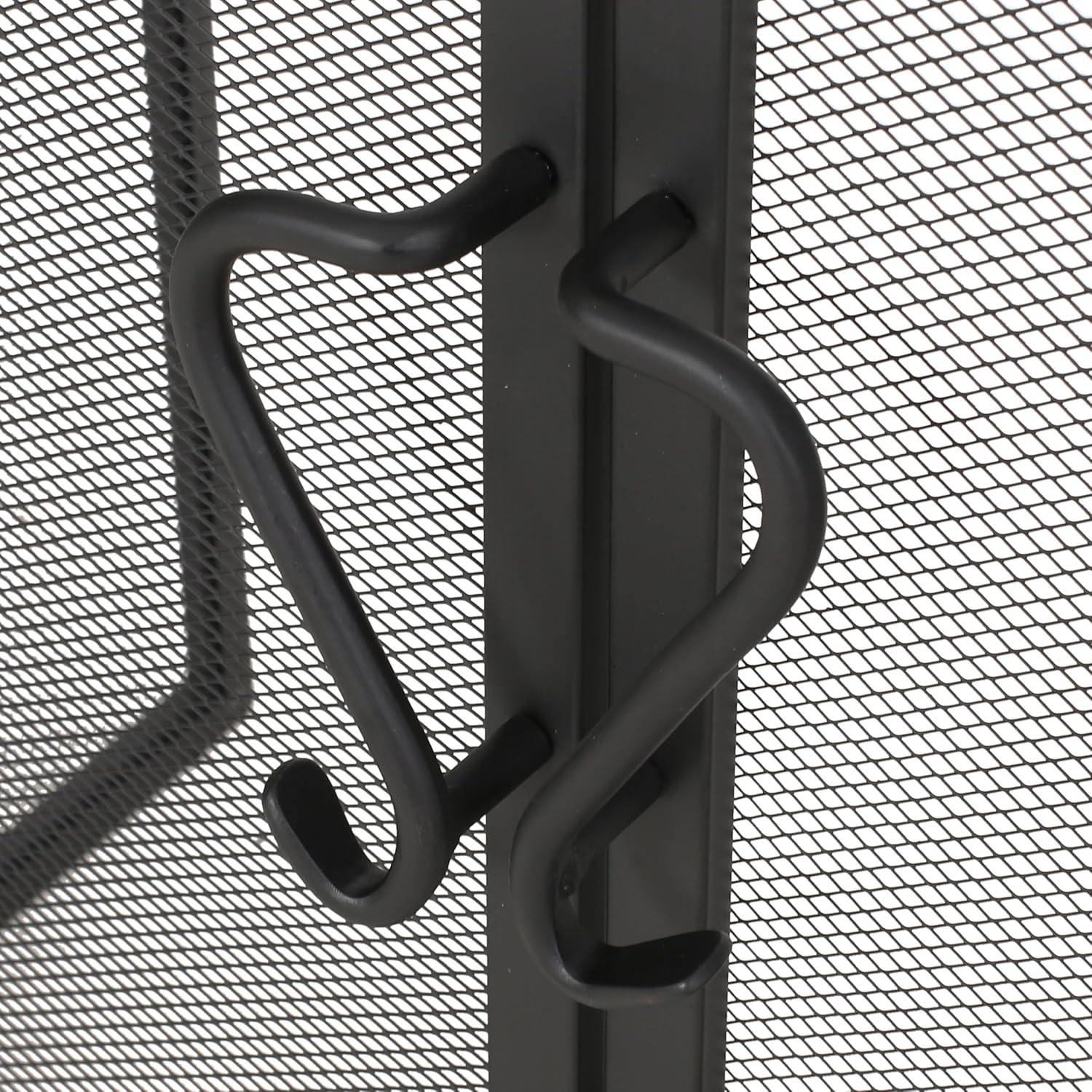 Modern Iron Folding Fireplace Screen with Doors, Decorative 4-PCS Tool Set Fire Spark Protector Cover, Solid 3-Panel Spark Guard Fence Heavy Duty Mesh Cover for Indoor Use, 50.5"W x 32"H, Matte Black