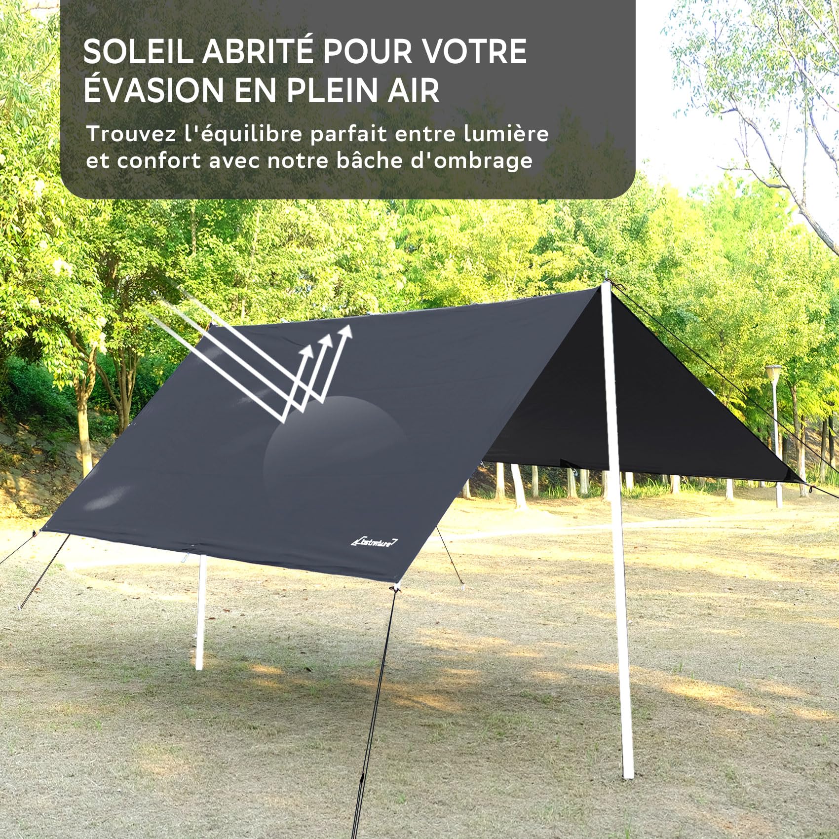 Clostnature Bâche de Camping Imperméable – 293 x 305 CM Bâche de Tente Anti-Pluie, Bâche de Hamac Robuste, Auvent de Camping Léger pour Extérieur, Randonnée, Pare-Soleil, Pluie, Neige