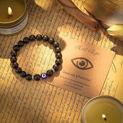 Miniatura 4 de Pulsera contra el mal de ojo para hombre, pulsera de piedra natural, amuleto de buena suerte para niño